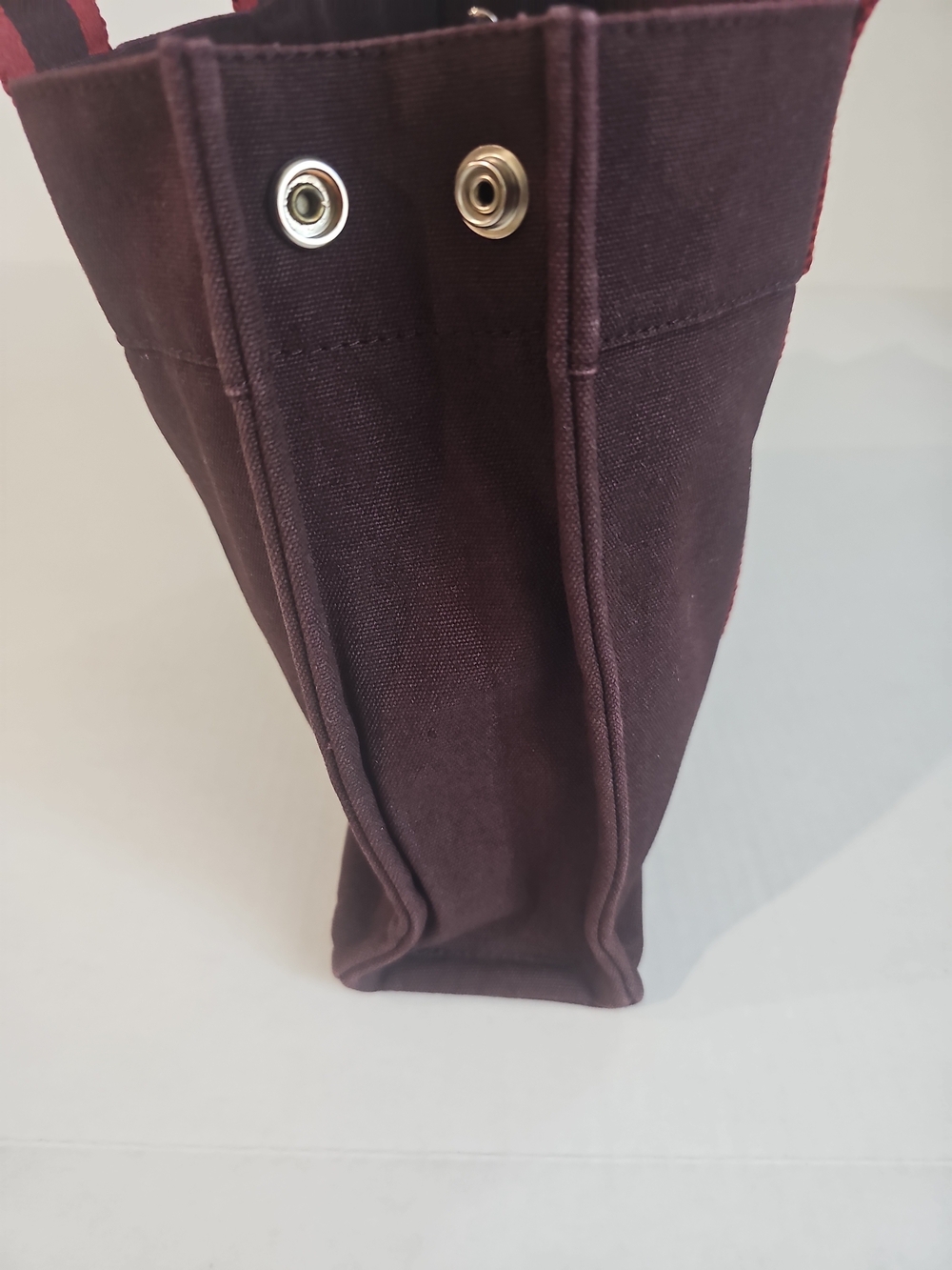 Hermes Fourre Tout PM Canvas Tote Bag Burgundy Red Made in France Cotton - Picture 7 of 15